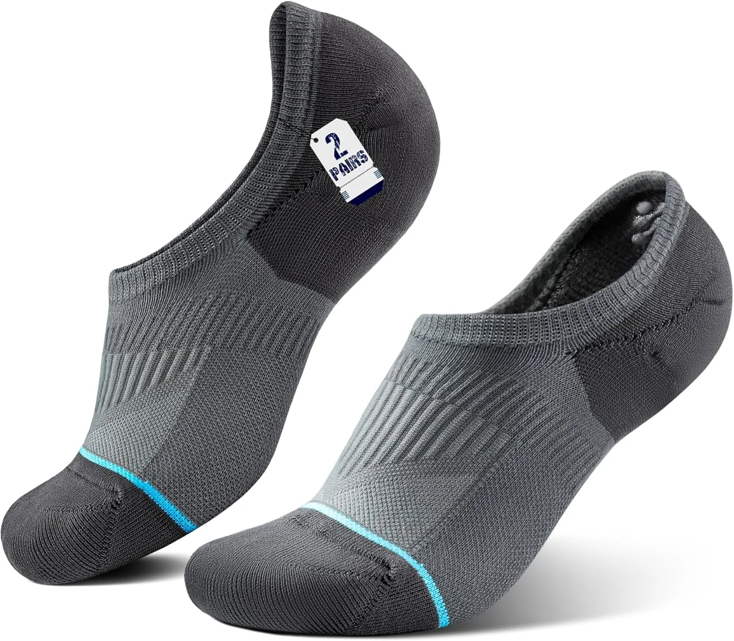 Silver No Show Socks Men Women Anti-Odor&Blister Moisture Wicking Performance Athletic Running Compression Sock