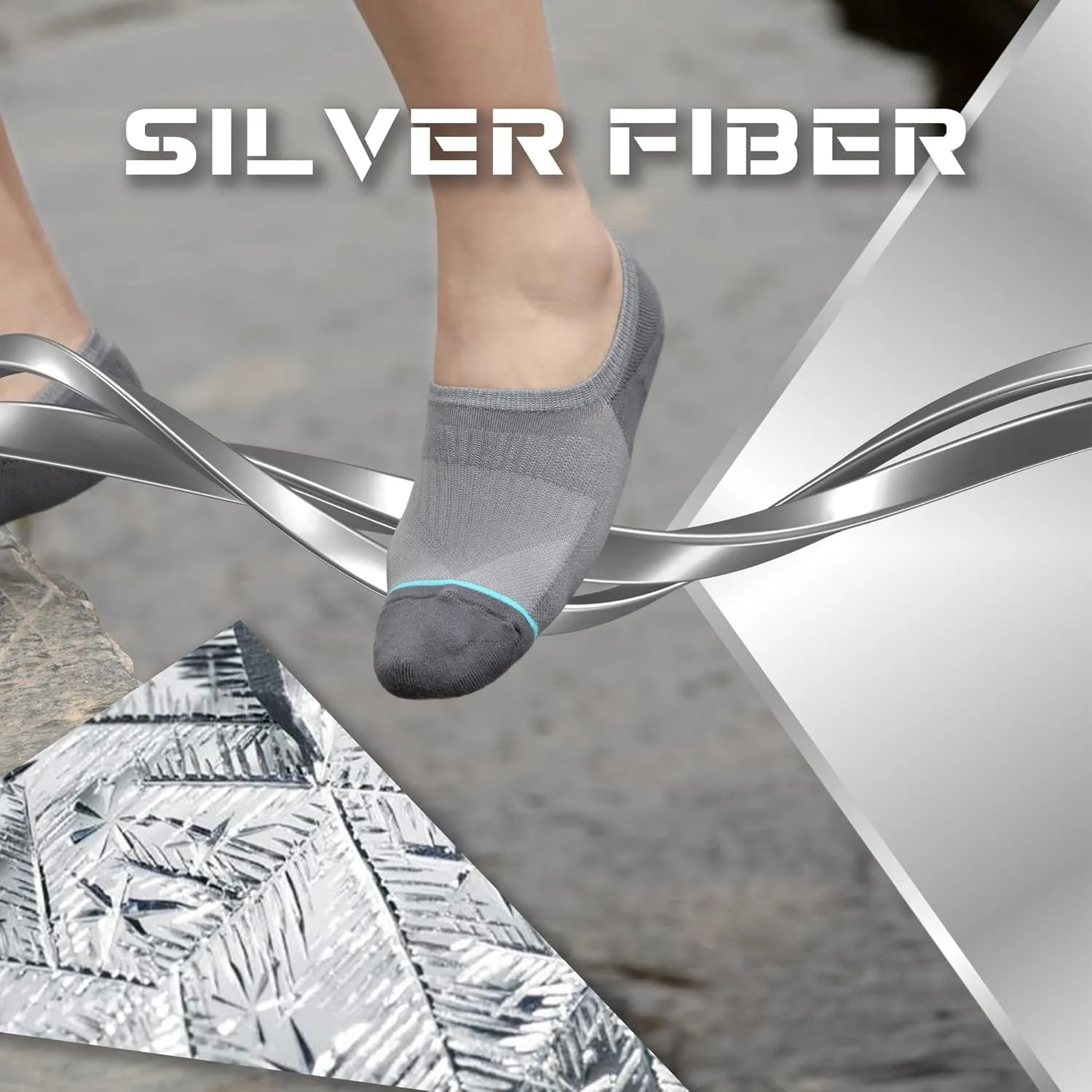Silver No Show Socks Men Women Anti-Odor&Blister Moisture Wicking Performance Athletic Running Compression Sock