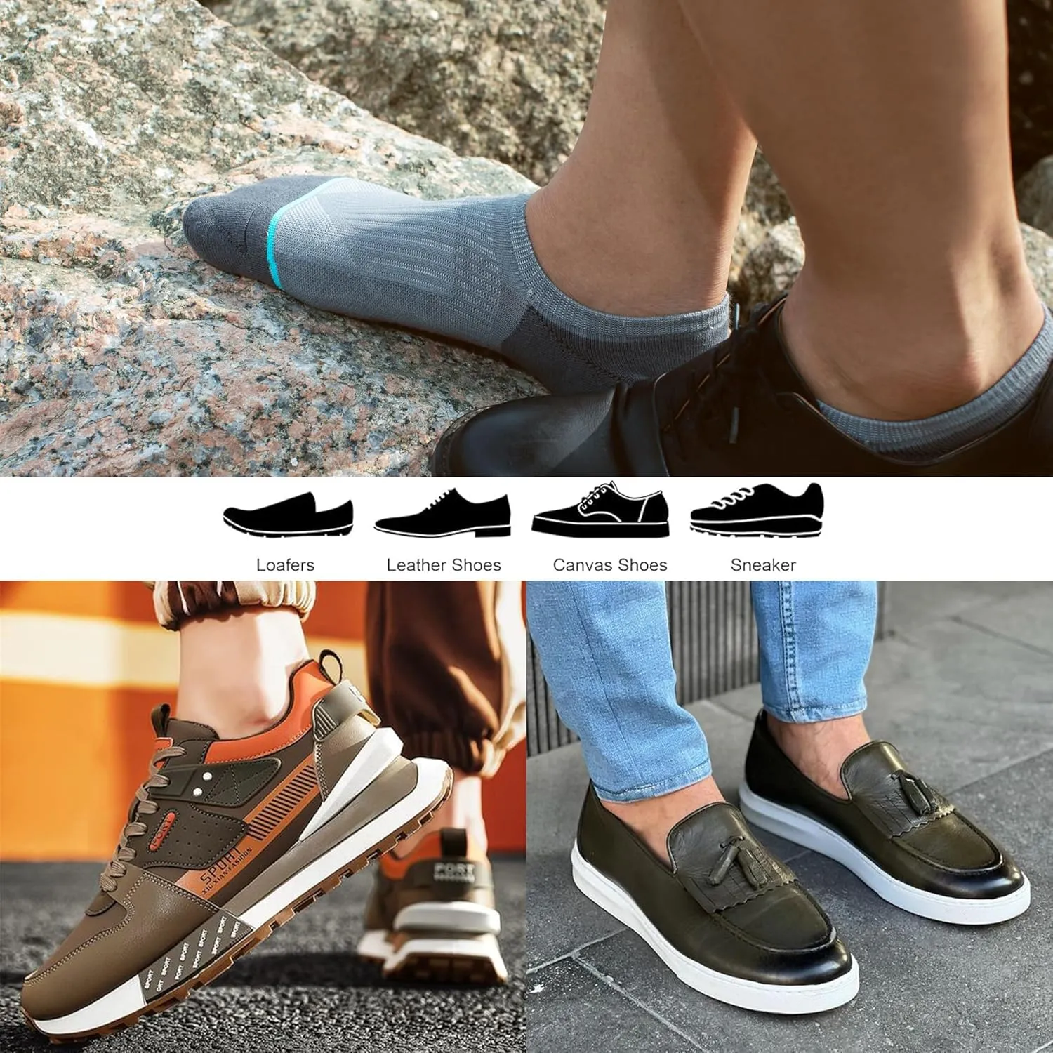 Silver No Show Socks Men Women Anti-Odor&Blister Moisture Wicking Performance Athletic Running Compression Sock