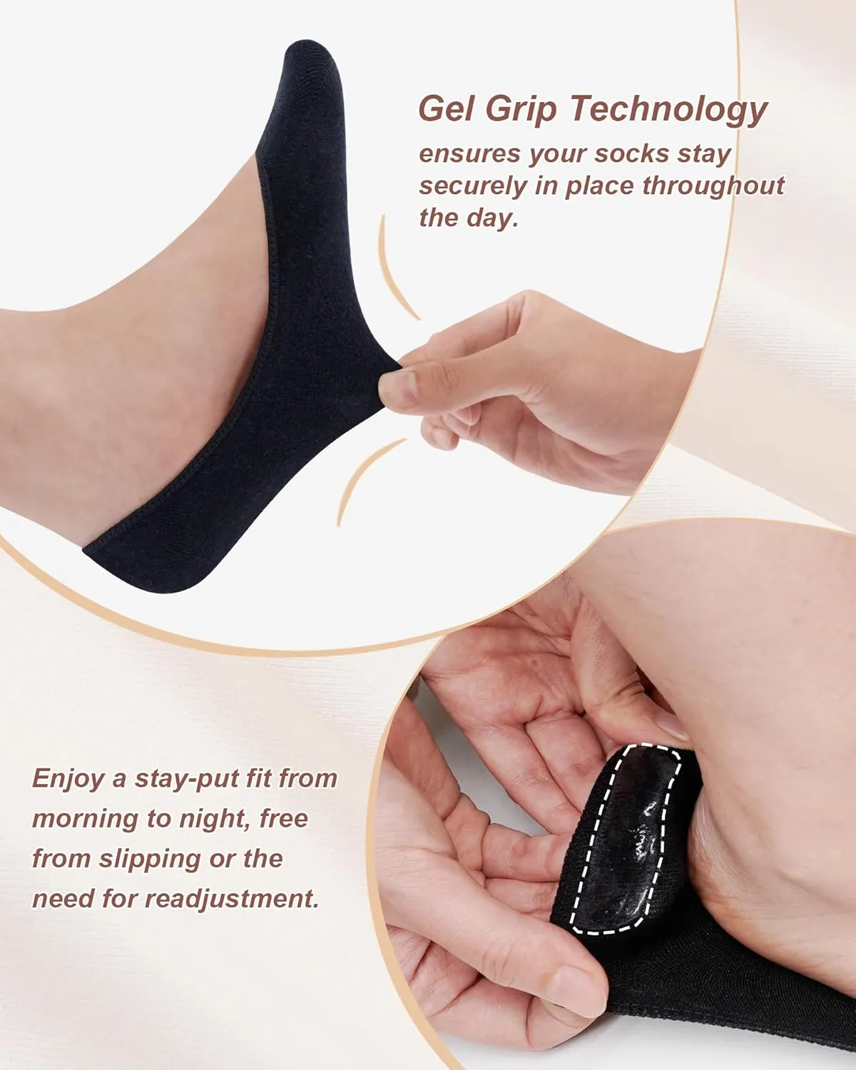 SIXDAYSOX 4-6 Pairs No Show Socks Womens Ultra Low Cut Non-Slip Liner Socks for Flats Boat