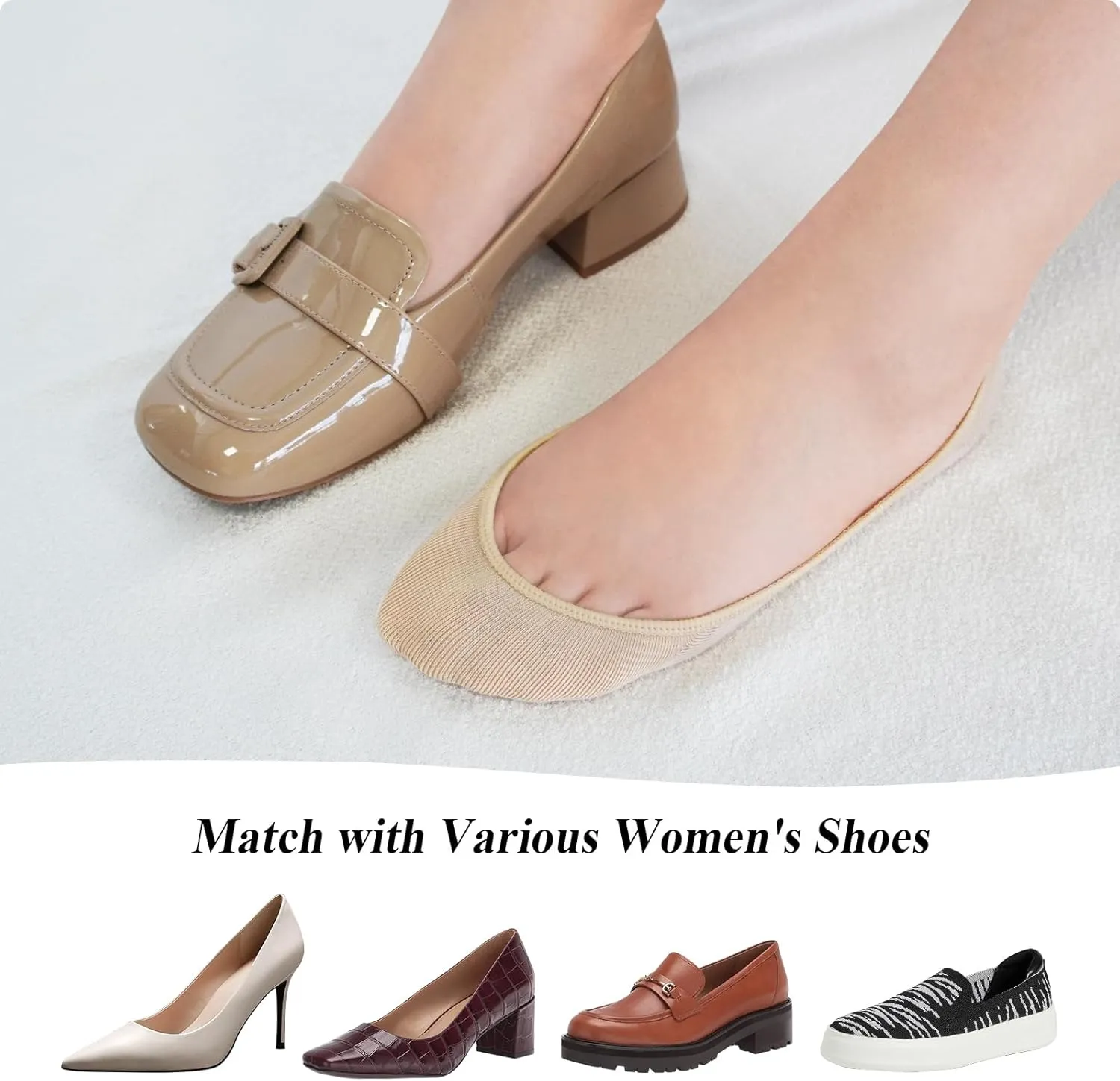 SIXDAYSOX No Show Socks Women for Flats 4 to 8 Pack Non Slip Invisible Ultra Low Cut Socks Shoe Size 5-8/9-11