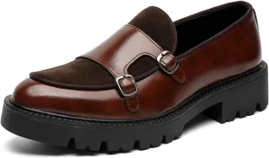 Slip on Shoes for Men, Casual Mens Loafers, Penny Loafers Dress Shoes, Monk Strap PU Leather Shoes, Pointed Toe, Non Slip Rubber