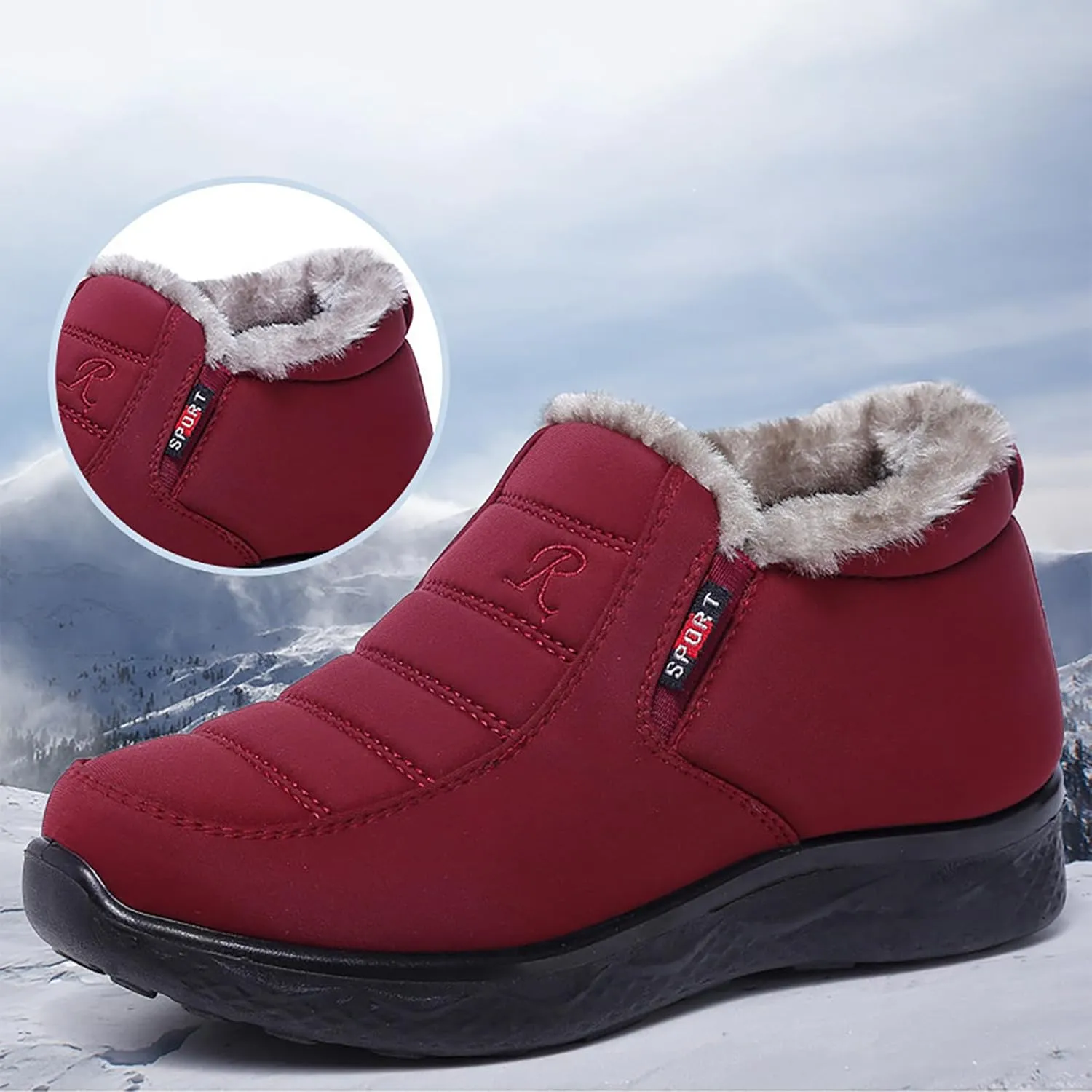 Snow Boots for Women Cozy Warm Insulated Winter Boots Fleece Lined Ankle Booties Platform Boots for Women Slip On Sneakers Water-proof Outdoor Sports Shoes for Walking Hiking Climbing