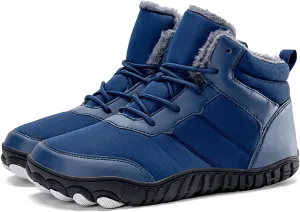 Snow Boots Mens Waterproof Winter Boots Wide Toe Box Snow Boots Fur Lined Booties Non-Slip Lightweight Winter Shoes