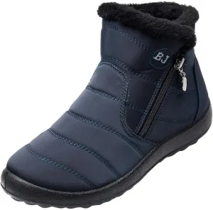 Snow Boots Womens Winter Ankle Boots Ladies Warm Fleece Lined Booties Thickening Thermal Flat Sneakers Outdoor Booties Soft Cozy Ankle Booties Wide Calf Short Boots Winter with Side Zipper
