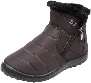 Snow Boots Womens Winter Ankle Boots Ladies Warm Fleece Lined Booties Thickening Thermal Flat Sneakers Outdoor Booties Soft Cozy Ankle Booties Wide Calf Short Boots Winter with Side Zipper