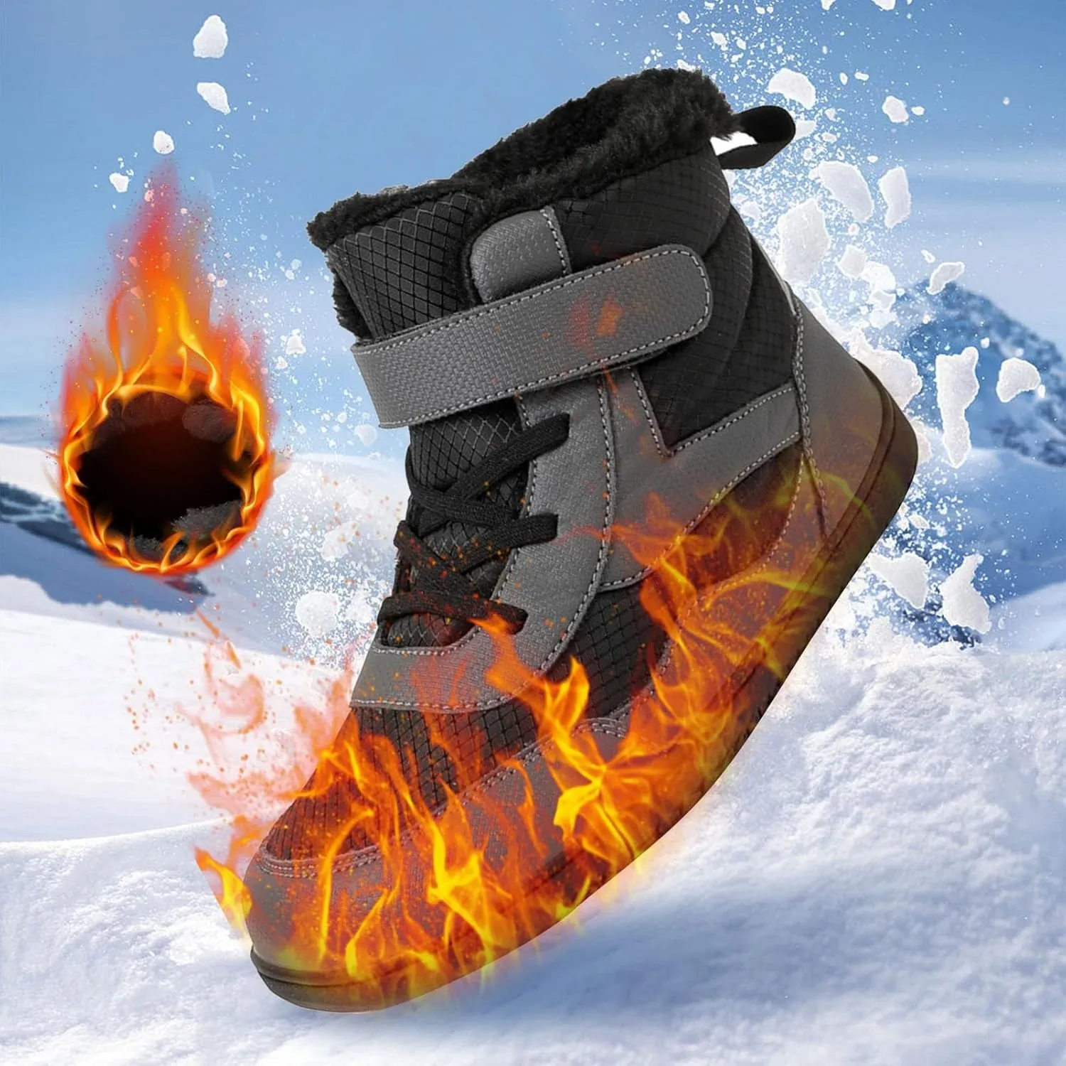 Soft Sole Fuzzy Snow Booties For Childrens Winter Ski Shoes Boys Girls Kids Flat Non Slip Boots Ankle Fashion Warm