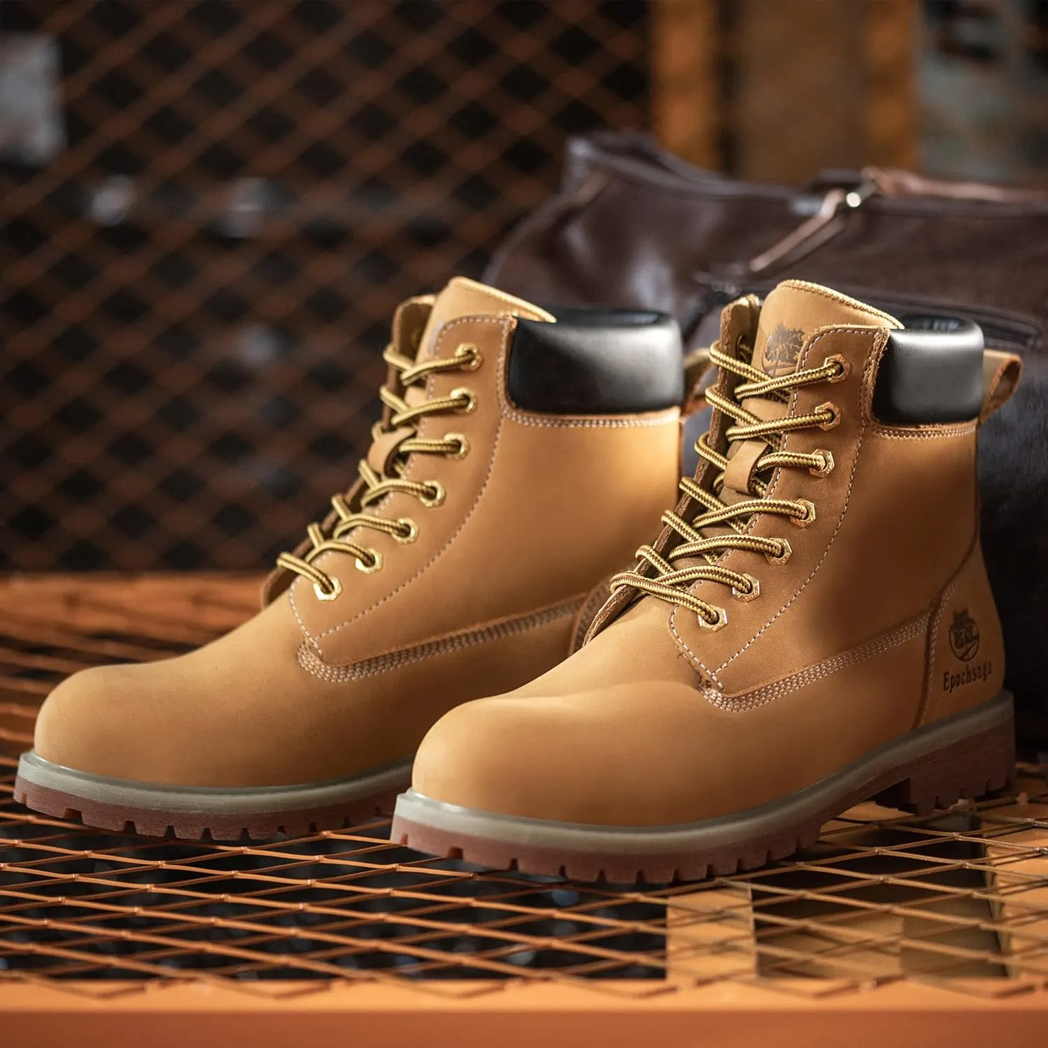 Soft Toe Classic Upgraded Work Boots for Men and Women,Waterproof Full Grain Leather Insulated Non Slip Comfortable 6 Inch Shoes Tan
