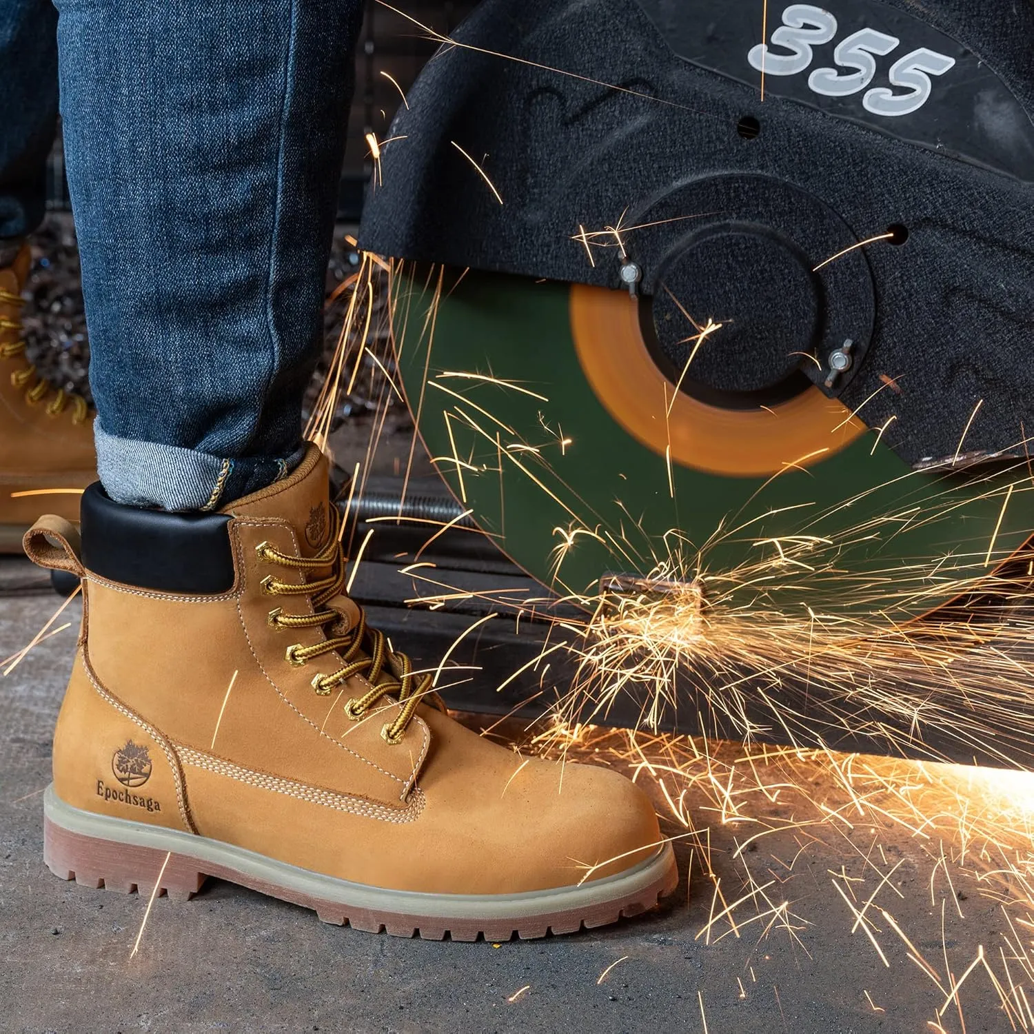 Soft Toe Classic Upgraded Work Boots for Men and Women,Waterproof Full Grain Leather Insulated Non Slip Comfortable 6 Inch Shoes Tan