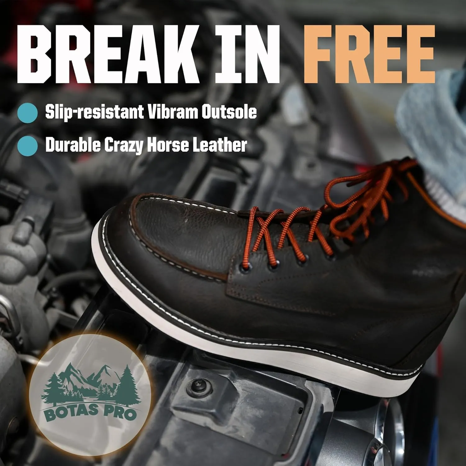 Soft Toe Work Boots for Men, 6 Inch Crazy Horse Leather Wedge Work Shoes Breathable Comfortable(VBP601)