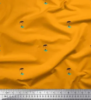 Soimoi Rayon Fabric Boots & Umbrella Shirting Decor Fabric Printed Yard 42 Inch Wide