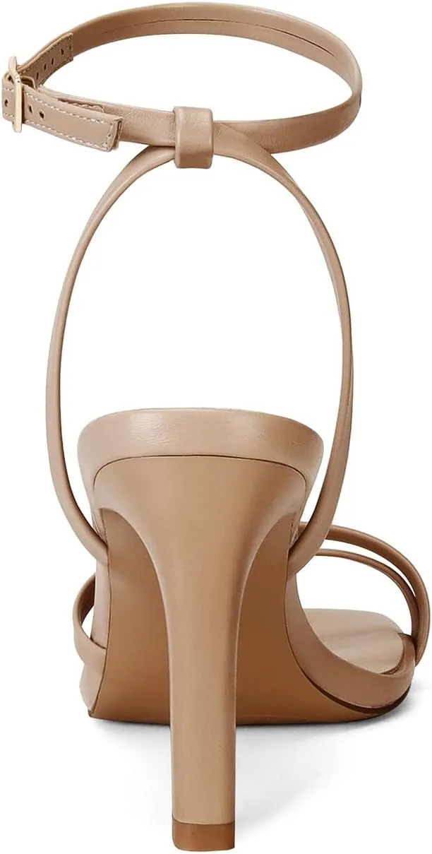 SOVANYOU Heeled Sandals for Women Dressy Square Open Toe Strappy High Heels with Ankle Strap for Wedding Party Daily Wear