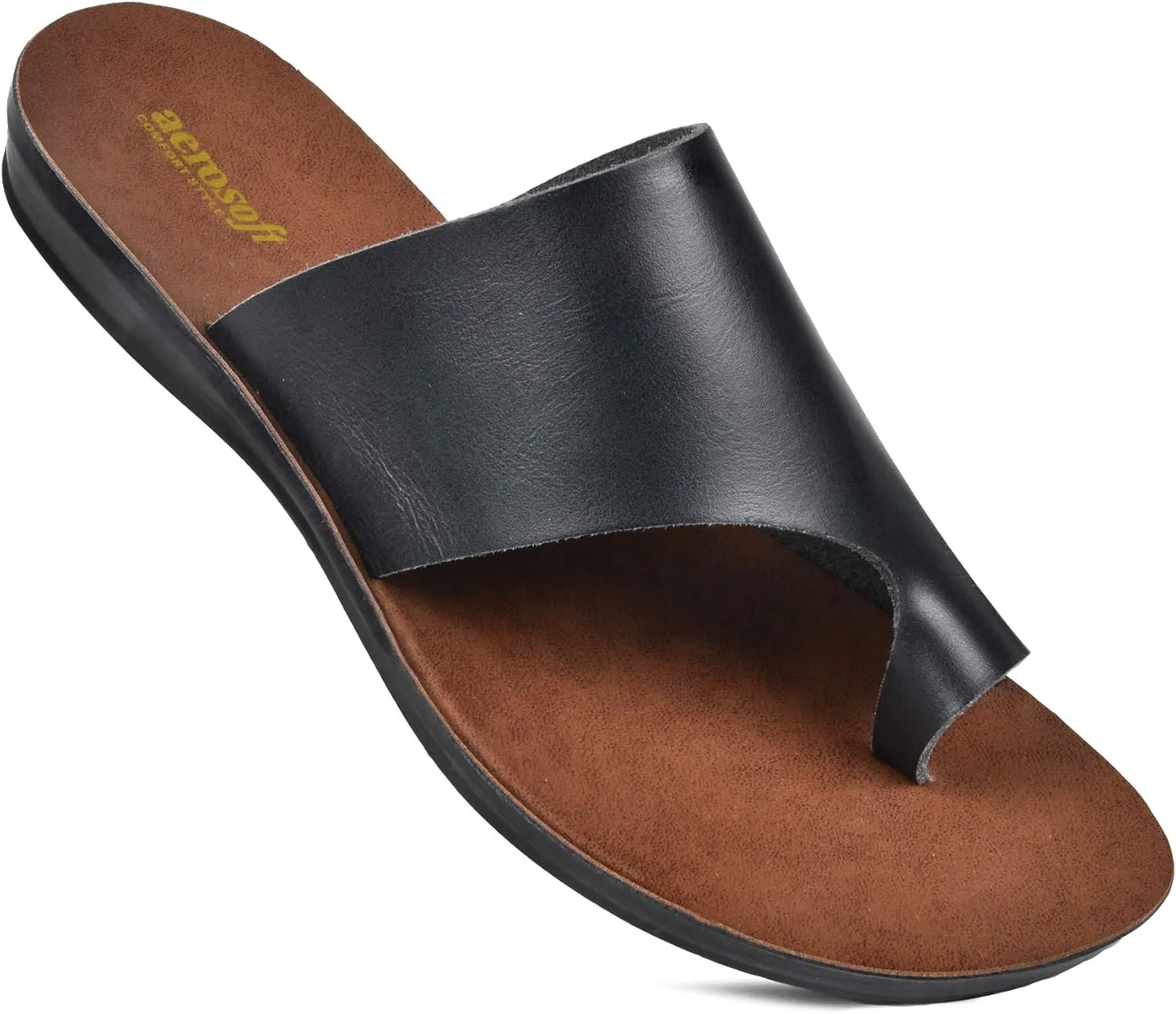 Split Toe Strap Man-Made Leather Ladies Cute Slides Outdoor Travel Dressy Flats Comfortable Walking Casual Summer Sandals for Women Fashion Footwear