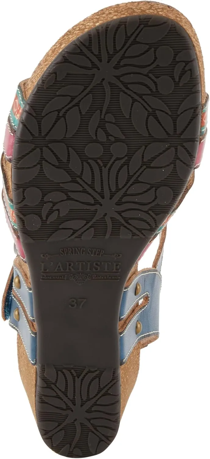 Spring Step L'Artiste Women's BOSQUET - Hand-Painted Wedge Sandals for Artistic Comfort