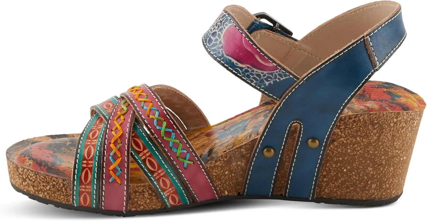 Spring Step L'Artiste Women's BOSQUET - Hand-Painted Wedge Sandals for Artistic Comfort