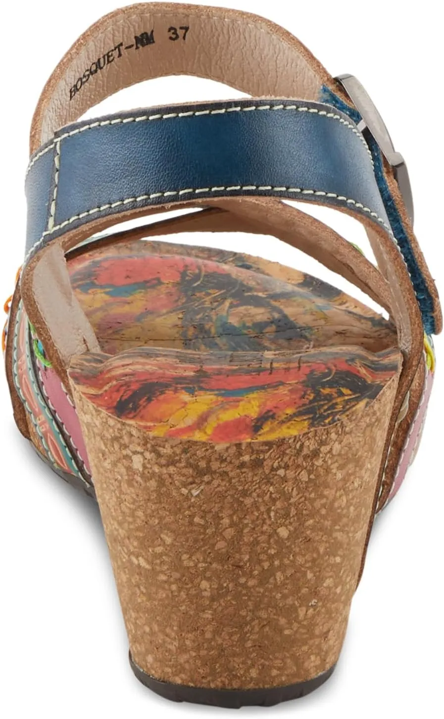 Spring Step L'Artiste Women's BOSQUET - Hand-Painted Wedge Sandals for Artistic Comfort