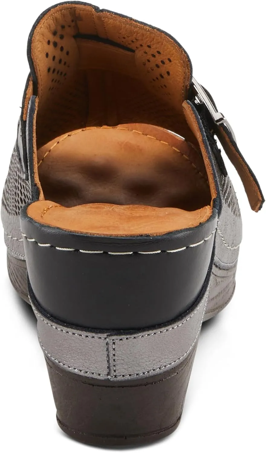 Spring Step MOMELLE Women's Perforated Leather Wedge Slide Sandals - Chic Style, Comfortable Elegance
