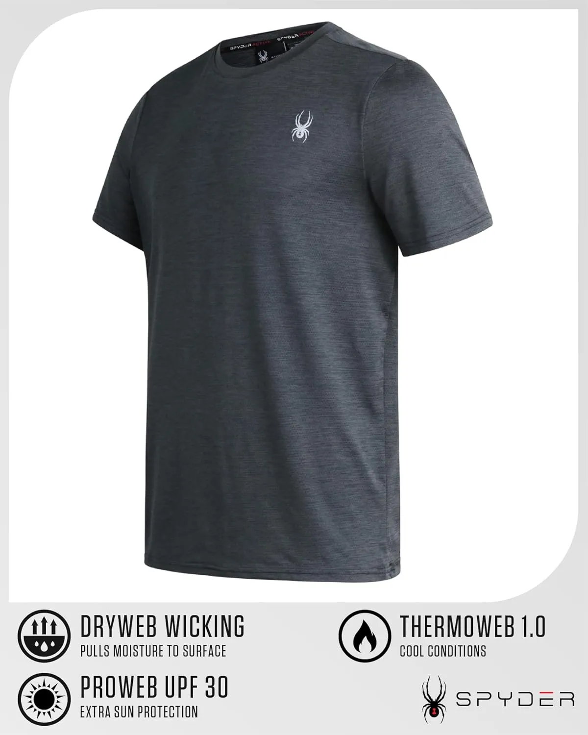 Spyder Men's Athletic T-Shirt - Active Performance Sports Tee - Dry Fit Short Sleeve Shirt (S-XL)