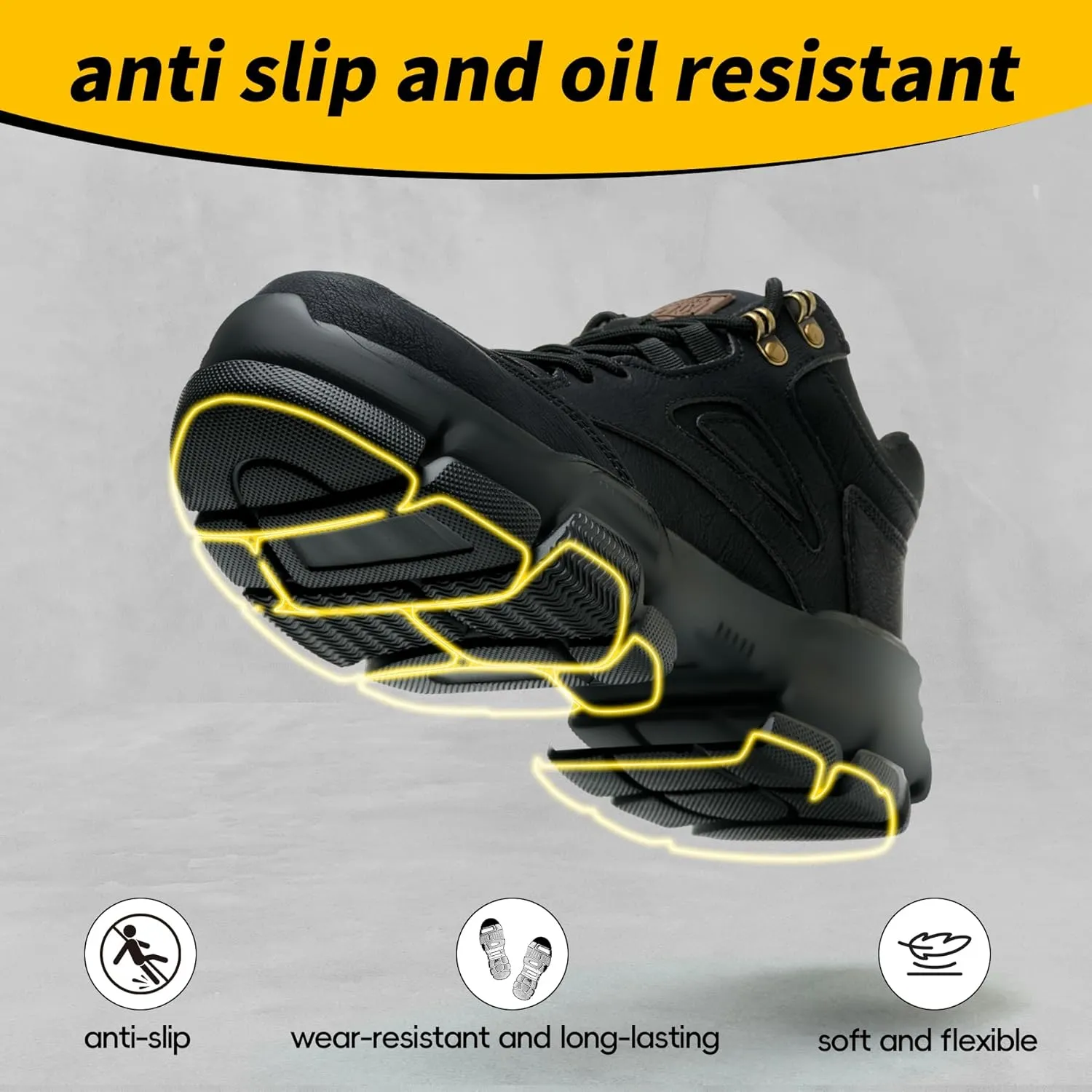Steel Toe Work Boots for Men Wide Width Indestructible Safety Shoes Construction Shoes for Wide Feet Utility Mens Work Shoe