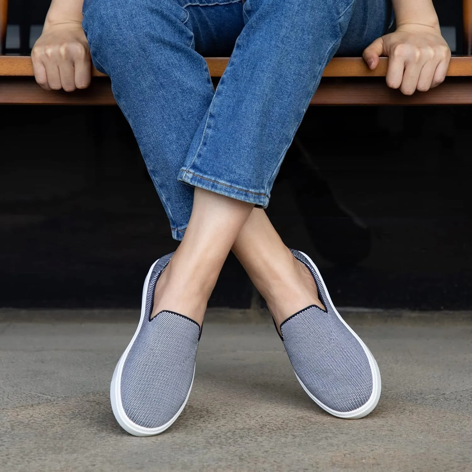STQ Slip on Shoes for Women Breathable Fashion Sneakers Comfortable Knit Casual Shoes
