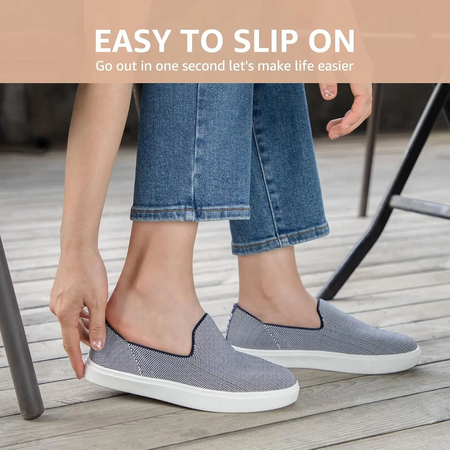 STQ Slip on Shoes for Women Breathable Fashion Sneakers Comfortable Knit Casual Shoes