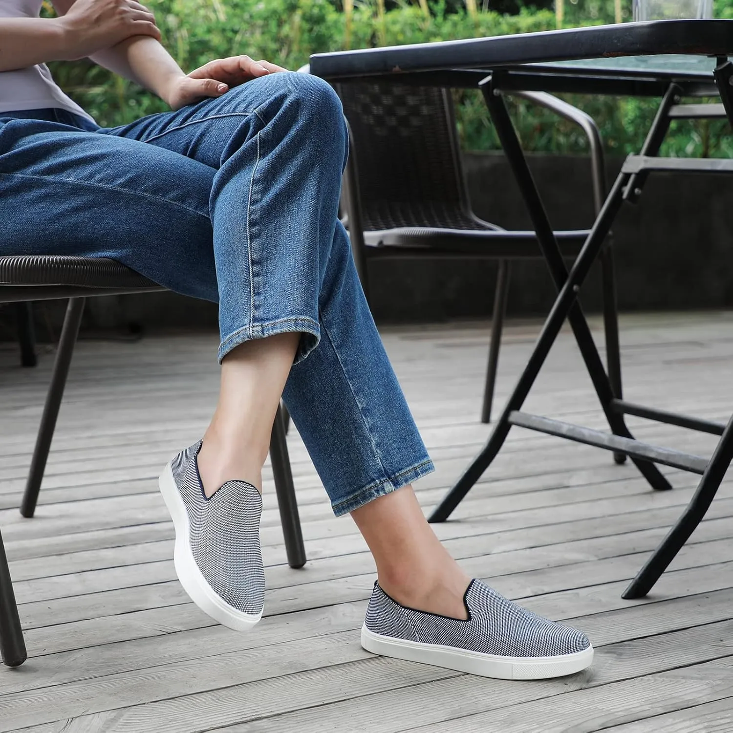 STQ Slip on Shoes for Women Breathable Fashion Sneakers Comfortable Knit Casual Shoes