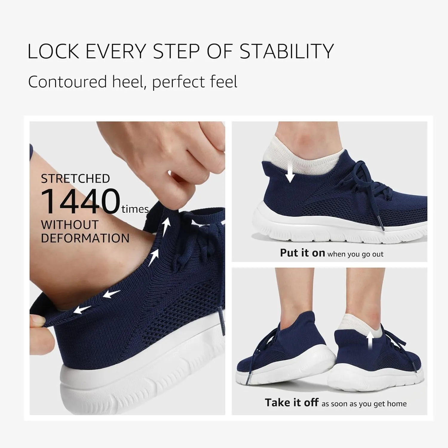 STQ Tennis Shoes Womens Slip on Walking Sneakers for Gym Workout