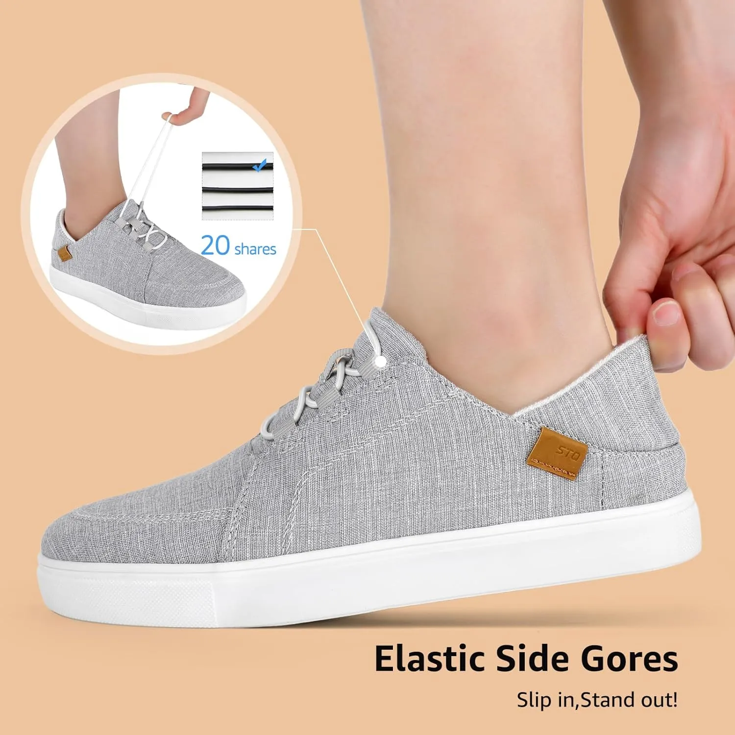 STQ Womens Slip On Casual Shoes for Women | Lightweight Canvas Sneakers | Memory Foam Loafers Shoes