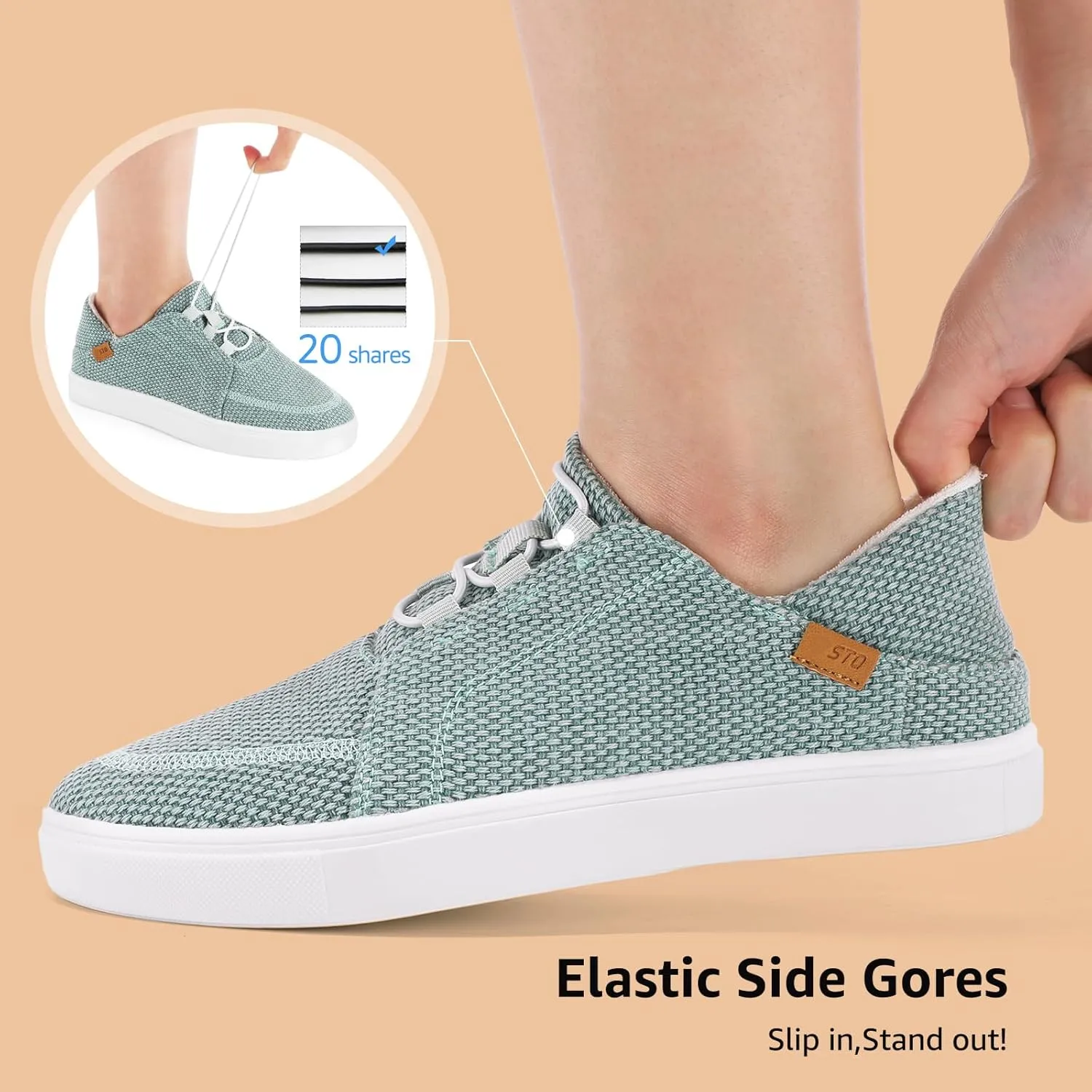 STQ Womens Slip On Casual Shoes for Women | Lightweight Canvas Sneakers | Memory Foam Loafers Shoes