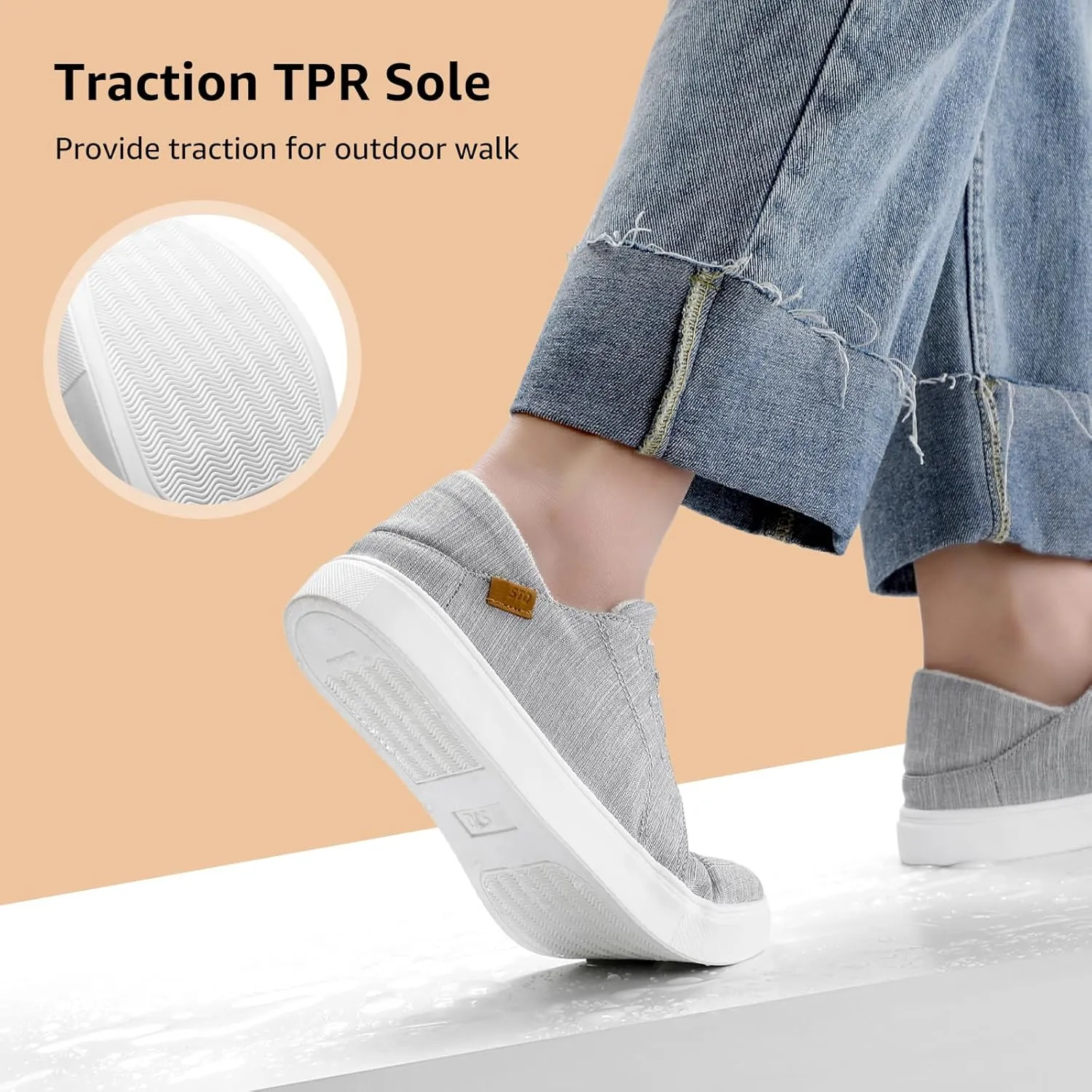STQ Womens Slip On Casual Shoes for Women | Lightweight Canvas Sneakers | Memory Foam Loafers Shoes