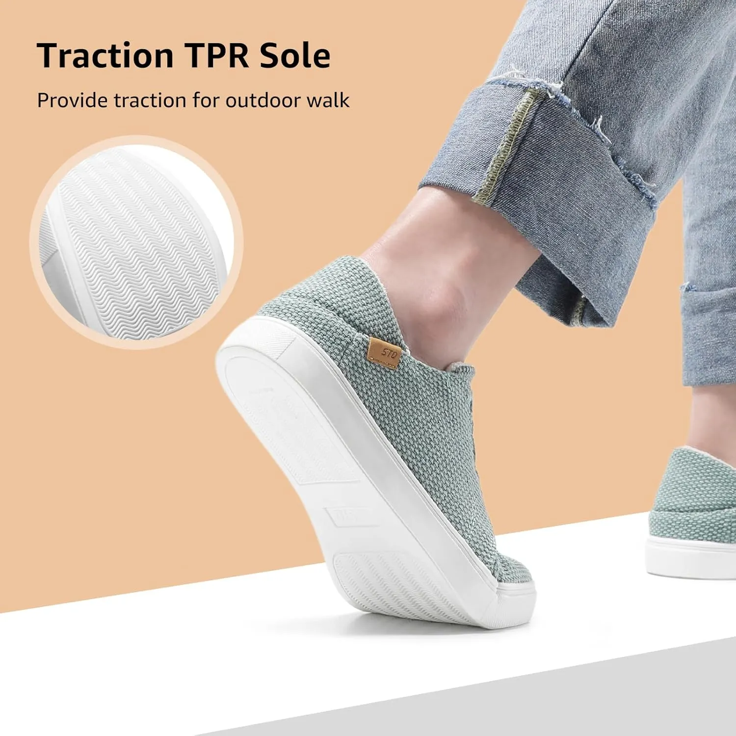 STQ Womens Slip On Casual Shoes for Women | Lightweight Canvas Sneakers | Memory Foam Loafers Shoes