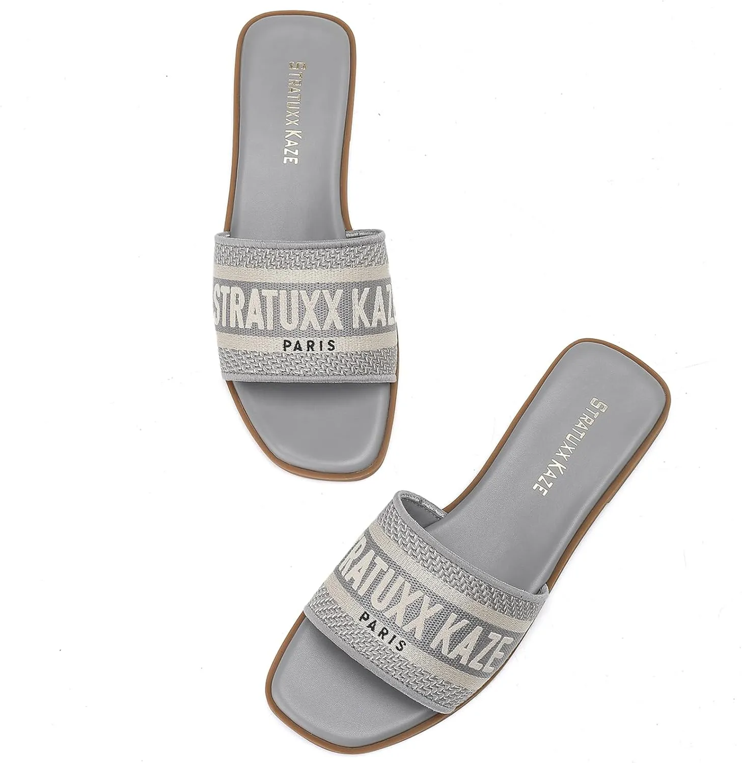 Stratuxx Kaze Women's Dressy Sandals Slip on Flat Summer Shoes Open Toe Slide Sandals for Women Size 5-11