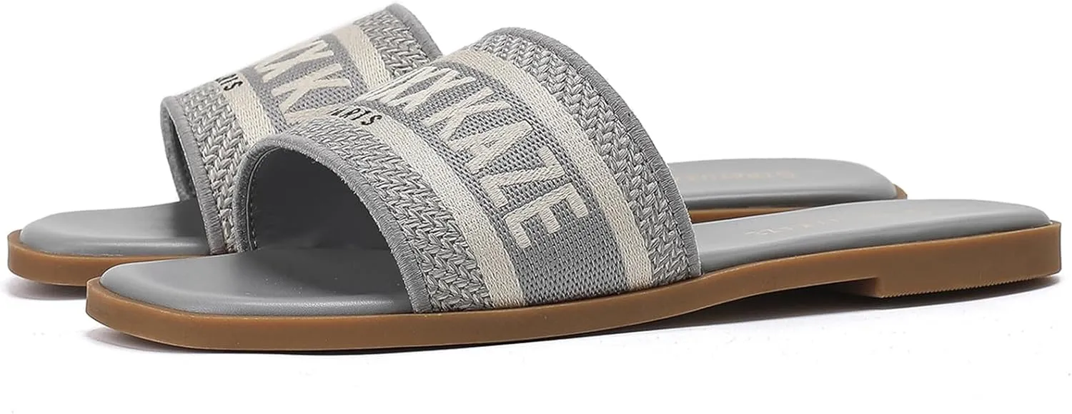 Stratuxx Kaze Women's Dressy Sandals Slip on Flat Summer Shoes Open Toe Slide Sandals for Women Size 5-11