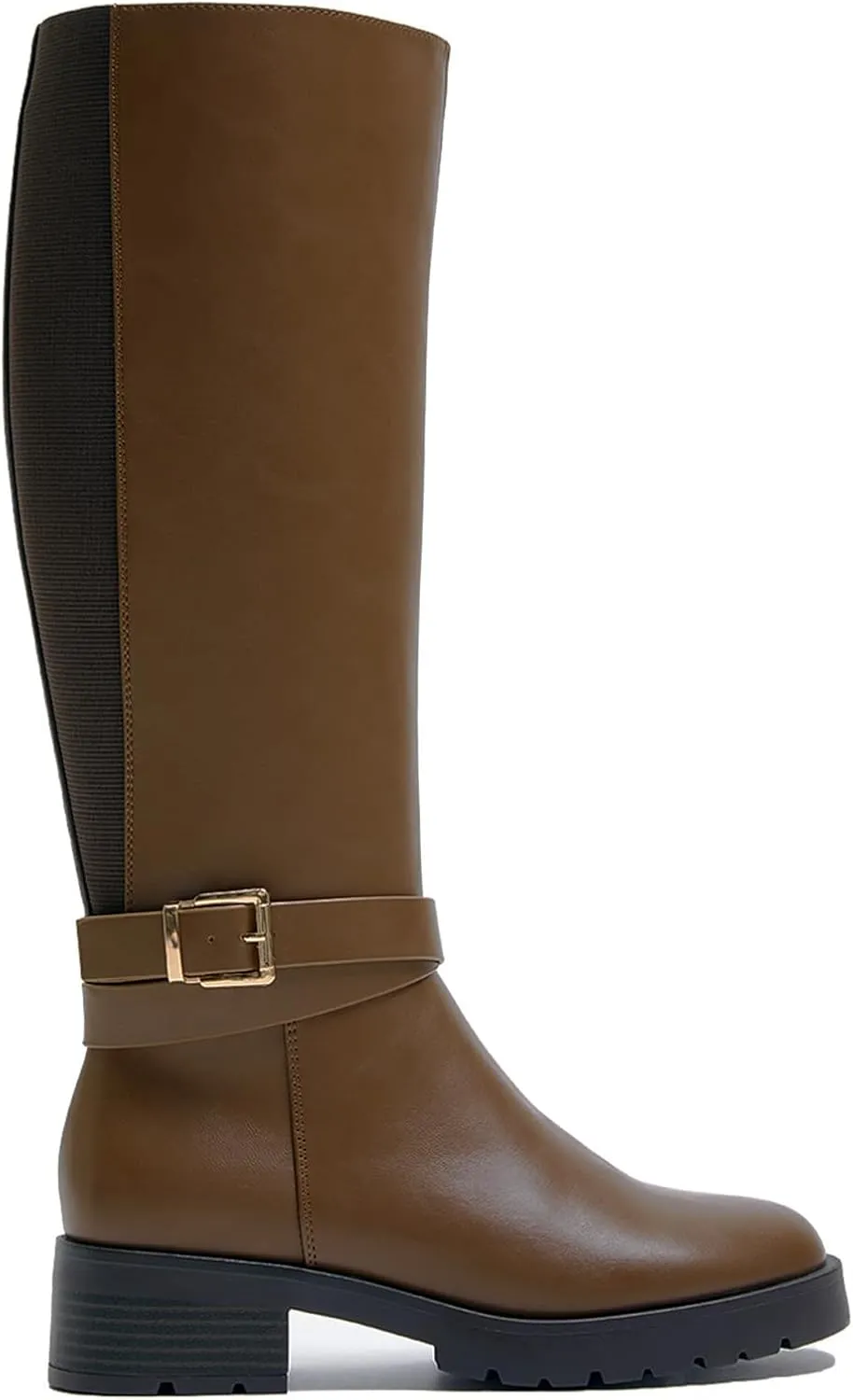 Stratuxx Kaze Women's Knee High Boots Wide Calf Side Zipper Low Heel Riding Boots Womens Tall Boots