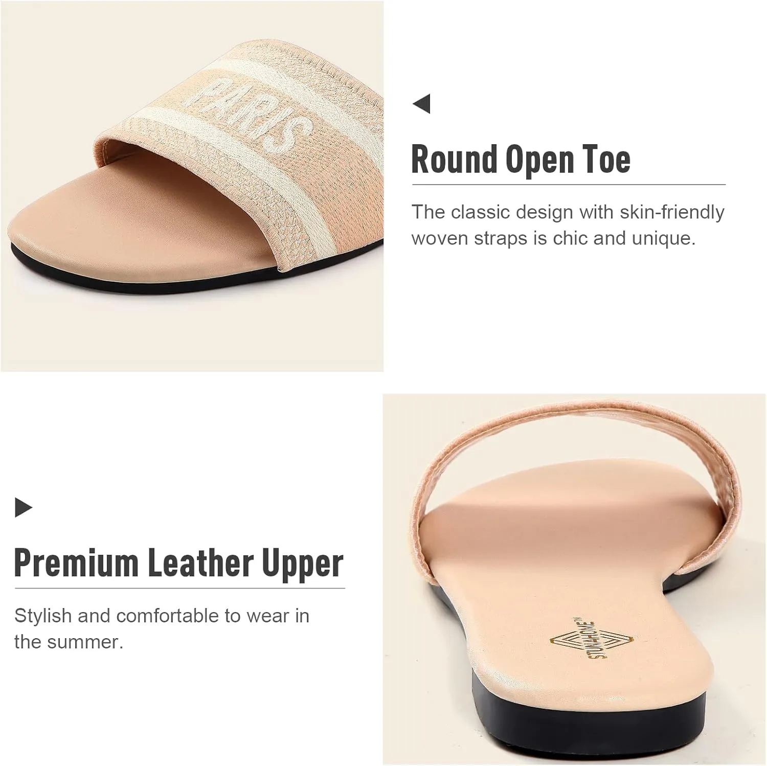 STUNAHOME Summer Flat Sandals for Women Fashion slide Sandals Womens
