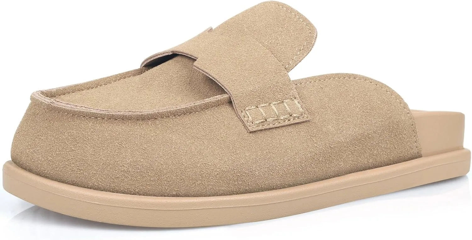 Suede Womens Clogs Comfortable Arch Support Mules & Clogs for Women Non-Slip Platform Slip On Shoes