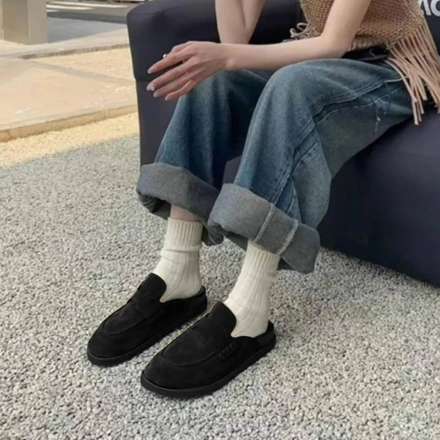Suede Womens Clogs Comfortable Arch Support Mules & Clogs for Women Non-Slip Platform Slip On Shoes