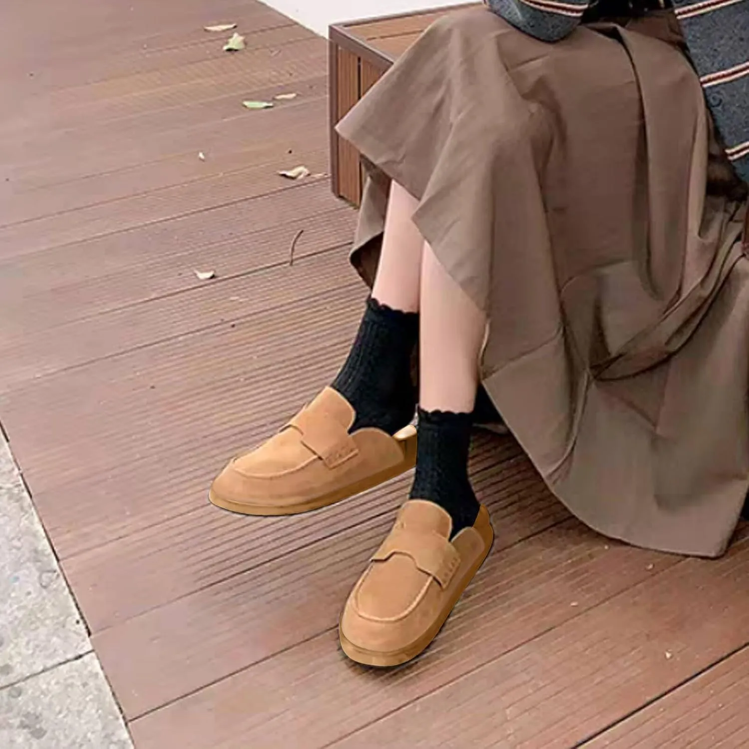 Suede Womens Clogs Comfortable Arch Support Mules & Clogs for Women Non-Slip Platform Slip On Shoes