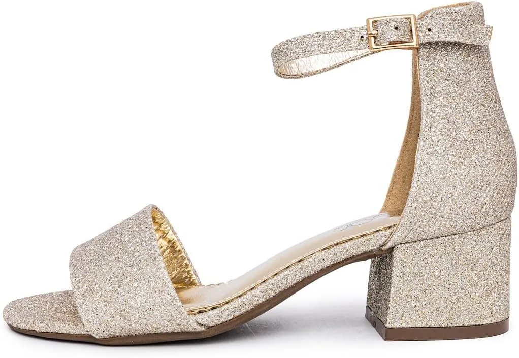Sugar Women's Block Heel Sandals – Open Toe, Ankle Strap, Comfortable Dress Shoes for Weddings & Casual Wear