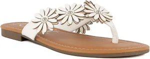 Sugar Women’s Vegan Leather Flip Flops with Embellished Floral Design – Dressy Thong Sandals, Perfect for Casual, Beach, or Pool Wear