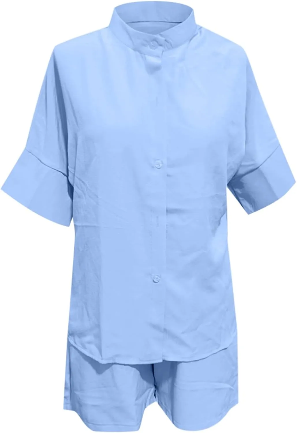 Summer Linen Set for Women Short Sleeve Button Down Shirt Shorts Tracksuit Lounge Set Going Out Outfits Y2k Clothes