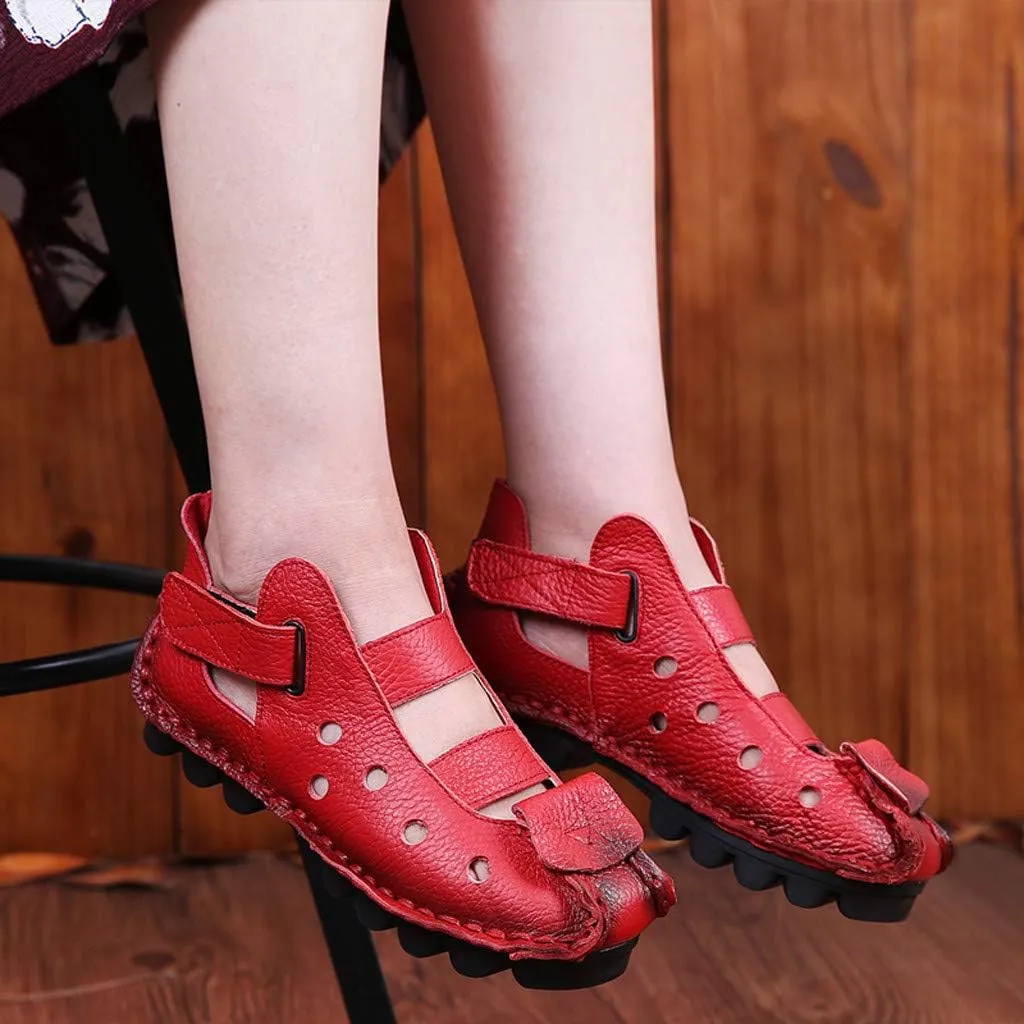 Summer Women's Soft Bottomed Flat Shoes Casual Sandals Hollow Ladies' Sandals
