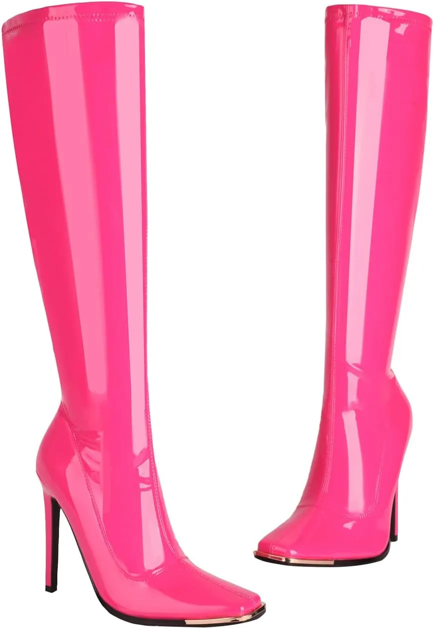 sun gurg Women's Knee High Boots Stiletto High Heels Sexy Zipper Knee Boots