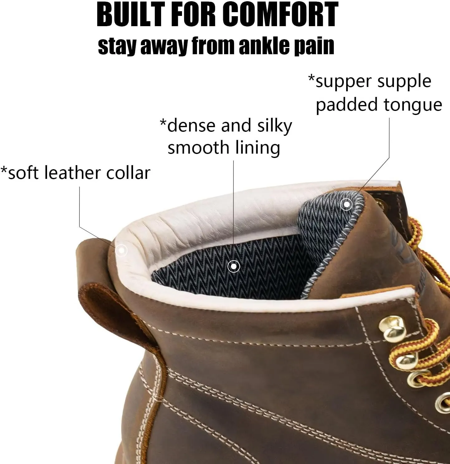 SUREWAY 6” Wedge Moc Toe Work Boots for Men - Soft Toe,Premium Full-Grain Leather,Lightweight Work Boots/Shoes,Comfort Insole,Oil/Slip Resistant,Real Goodyear,EH Rated Industrial Construction Boots