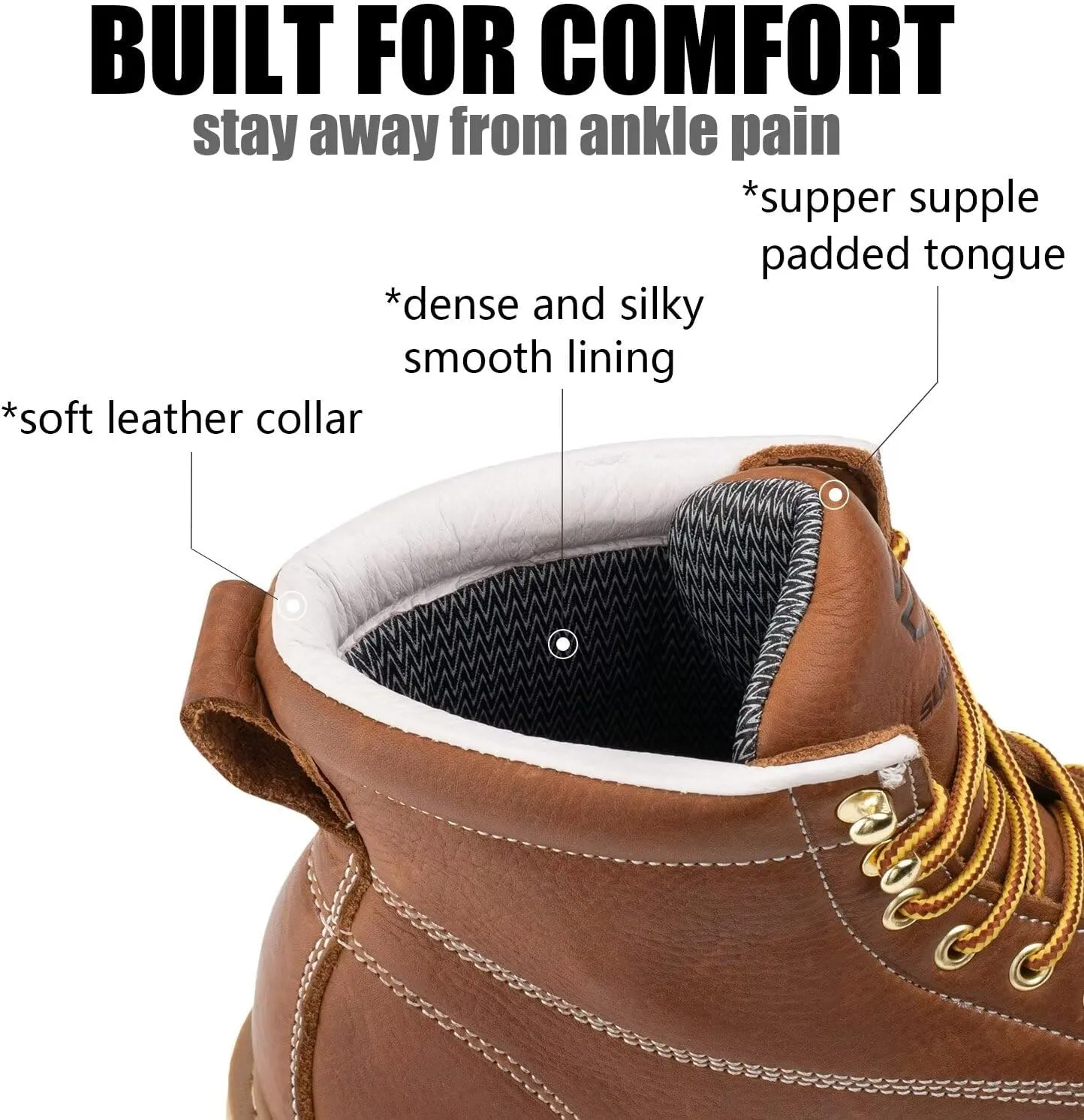 SUREWAY 6” Wedge Moc Toe Work Boots for Men - Soft Toe,Premium Full-Grain Leather,Lightweight Work Boots/Shoes,Comfort Insole,Oil/Slip Resistant,Real Goodyear,EH Rated Industrial Construction Boots