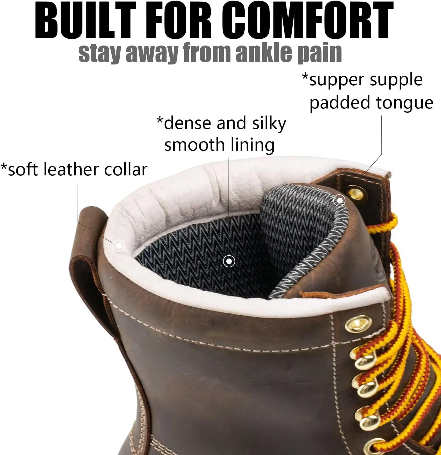 SUREWAY 8in Wedge Moc Toe Work Boots for Men - Soft Toe,Premium Full-Grain Leather,Safety Work Boots/Shoes,Comfort Insole,Oil/Slip Resistant,Real Goodyear,EH Rated Industrial Construction