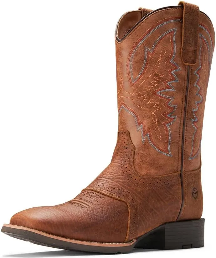 SUREWAY Cowboy Boots For Men - Mens Square Toe Western Boot,Oil/Slip Resistant,Durable Fashionable Classic Pull on 10 Inch Wellington Boots - Soft Toe Work Boots
