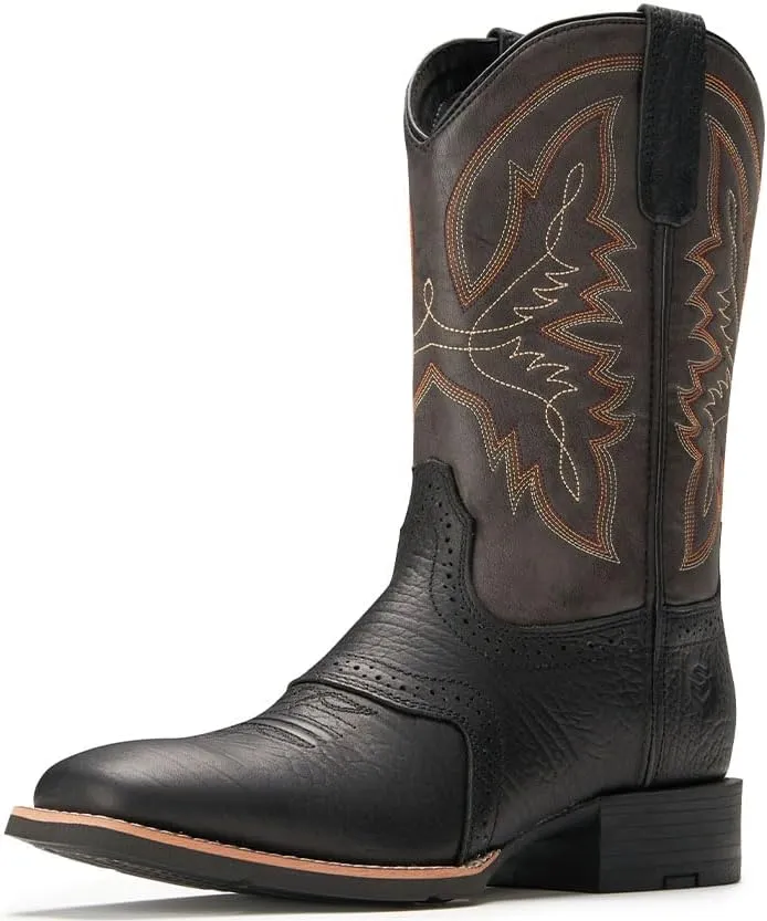 SUREWAY Cowboy Boots For Men - Mens Square Toe Western Boot,Oil/Slip Resistant,Durable Fashionable Classic Pull on 10 Inch Wellington Boots - Soft Toe Work Boots