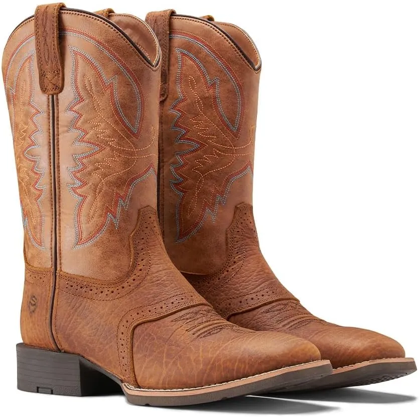SUREWAY Cowboy Boots For Men - Mens Square Toe Western Boot,Oil/Slip Resistant,Durable Fashionable Classic Pull on 10 Inch Wellington Boots - Soft Toe Work Boots