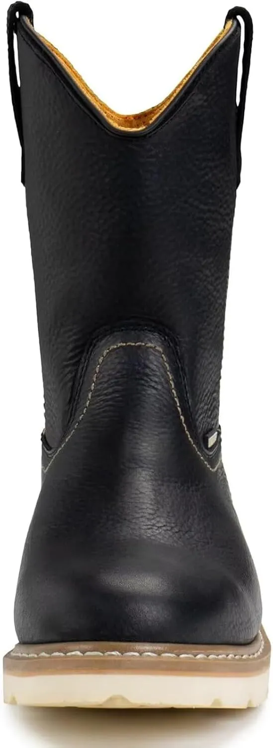 SUREWAY Mens 10 in Soft/Steel Toe Waterproof Wellington Boot,Heavy Duty Pull On Work Boots for Men,Full Grain Leather,Goodyear Welted,Superior Slip Resistant